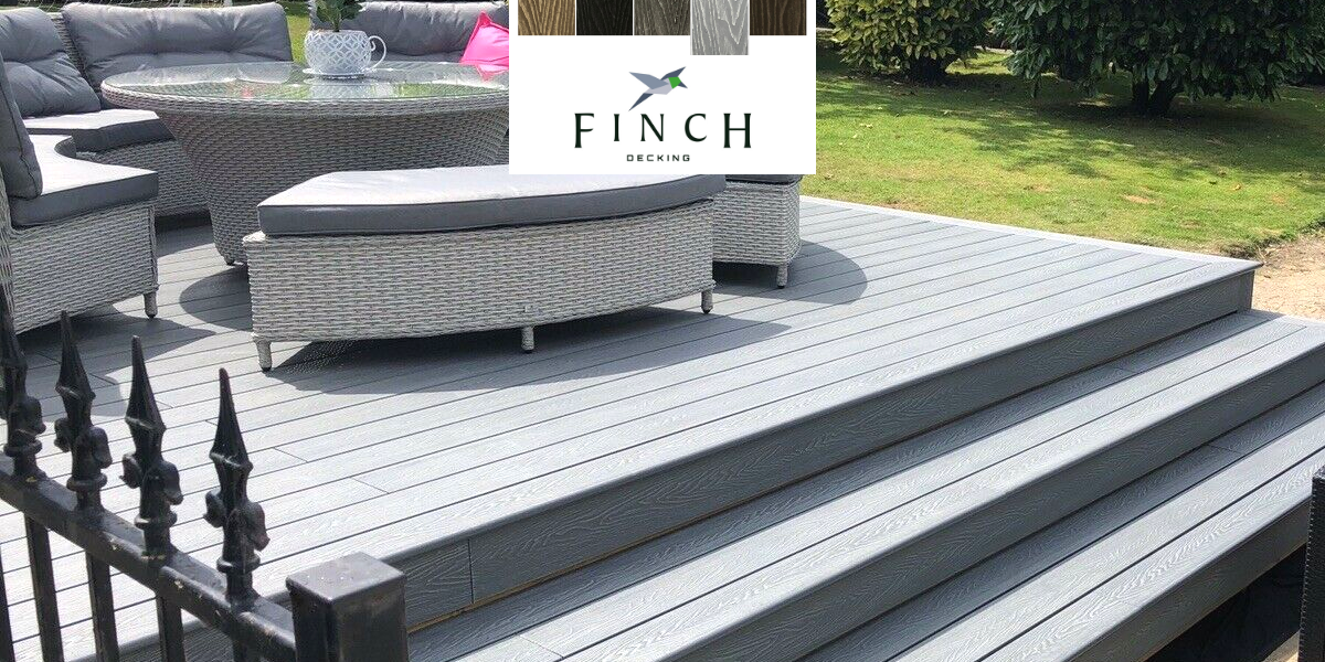 silver grey decking with Finch logo