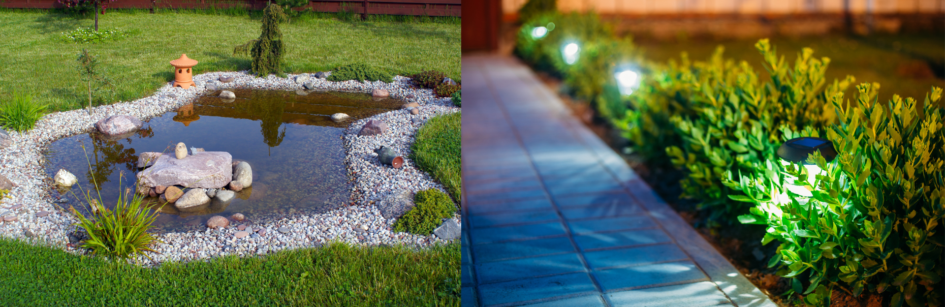 garden lighting and water features